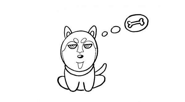 想吃骨头的哈士奇简笔画