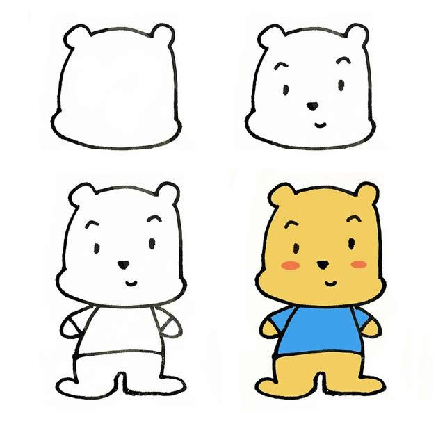 儿童简笔画卡通小熊步骤分解 儿童简笔画卡通小熊步骤分解