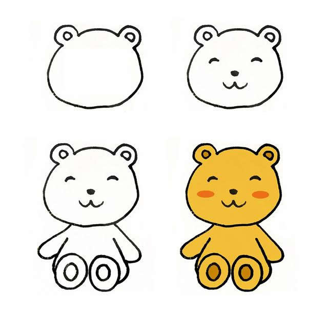 可爱的小熊简笔画步骤分解