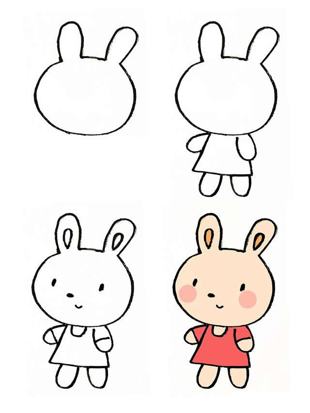 可爱的小兔子简笔画步骤分解