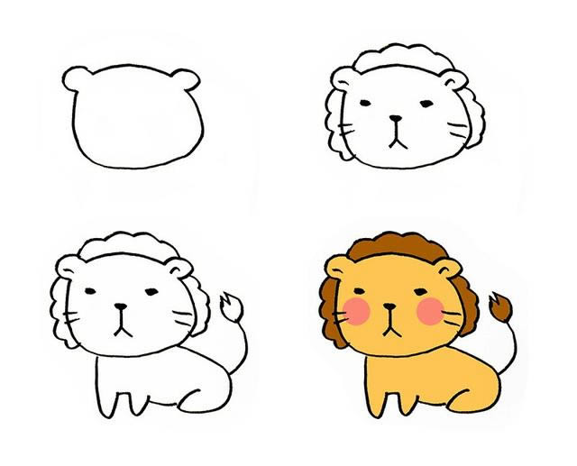 卡通小狮子简笔画步骤