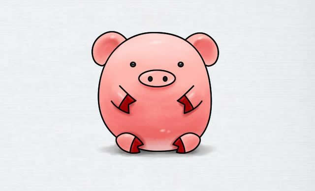 呆萌小猪简笔画步骤教程