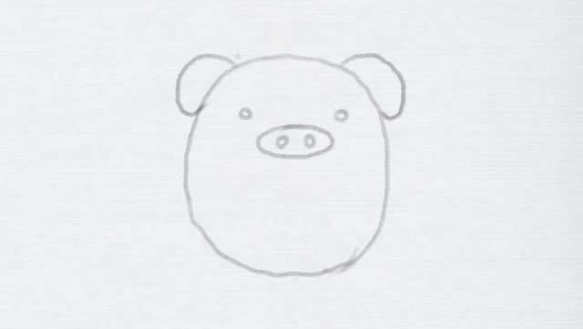 呆萌小猪简笔画步骤教程