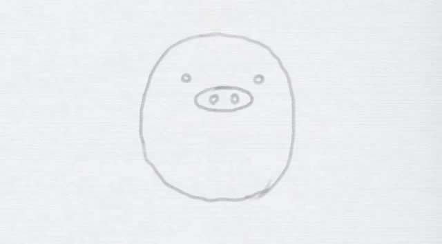 呆萌小猪简笔画步骤教程