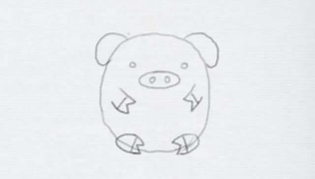 呆萌小猪简笔画步骤教程