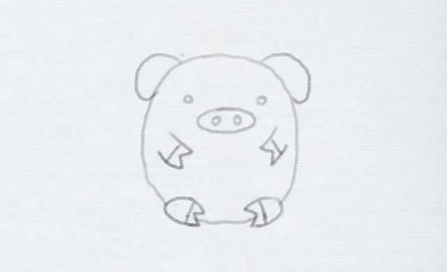 呆萌小猪简笔画步骤教程