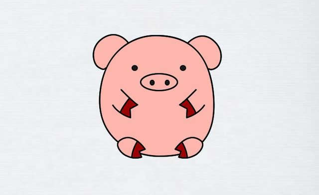 呆萌小猪简笔画步骤教程