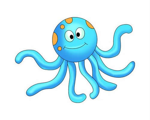 一步步教你画简单的章鱼带涂色