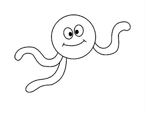 一步步教你画简单的章鱼带涂色