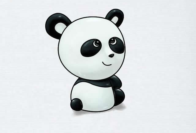 卡通大熊猫简笔画步骤教程