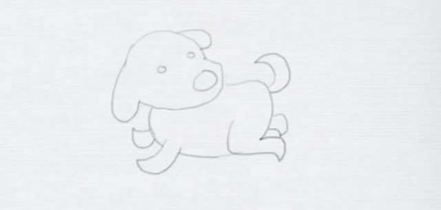涂色的小狗简笔画步骤教程