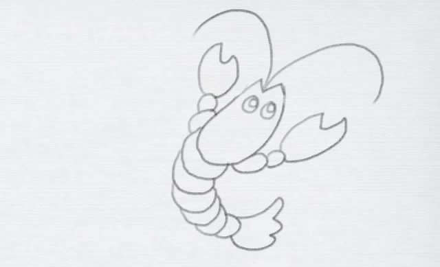 涂色的小龙虾简笔画步骤教程