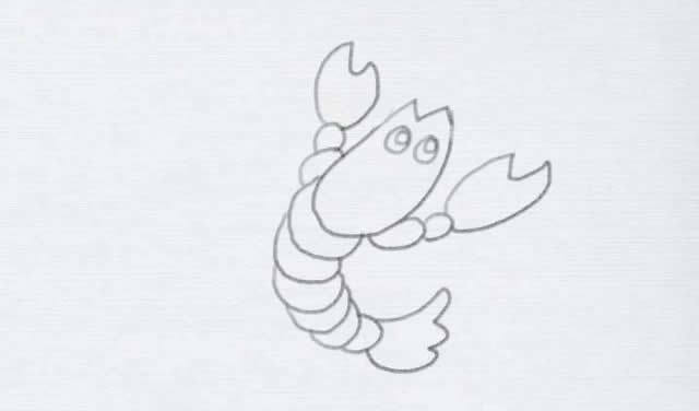 涂色的小龙虾简笔画步骤教程