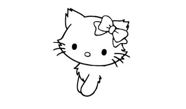 戴蝴蝶结和项链的小猫简笔画 戴蝴蝶结和项链的小猫简笔画