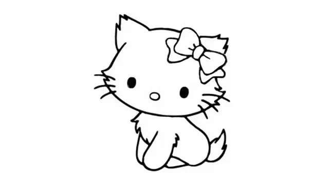戴蝴蝶结和项链的小猫简笔画 戴蝴蝶结和项链的小猫简笔画