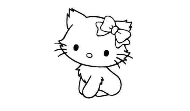 戴蝴蝶结和项链的小猫简笔画 戴蝴蝶结和项链的小猫简笔画