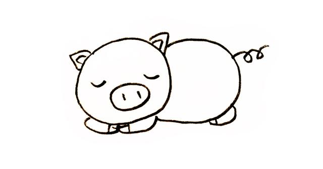 睡觉的小猪简笔画