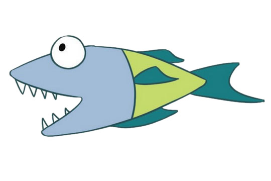 凶猛的卡通海鱼简笔画