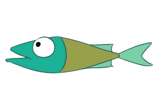 涂色的卡通海鱼简笔画