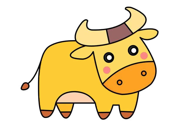 可爱的卡通小牛简笔画【涂色】