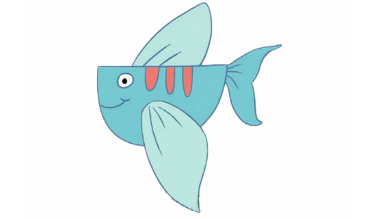 带颜色的飞鱼简笔画教程