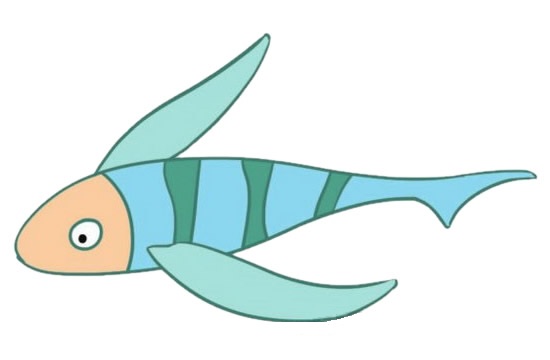 涂色的飞鱼简笔画