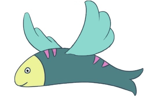 关于飞鱼的卡通简笔画