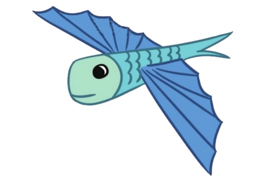张开翅膀的飞鱼简笔画