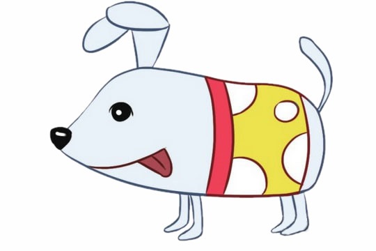 涂色的卡通小狗简笔画