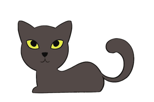 眼睛炯炯有神的黑猫简笔画