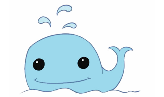 卡通鲸鱼简笔画步骤教程【涂色】(卡通鲸鱼简笔画步骤图片)