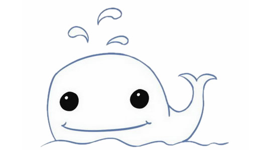 卡通鲸鱼简笔画步骤教程【涂色】