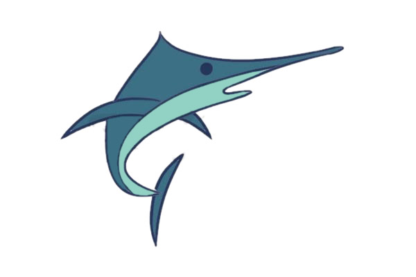 剑鱼简笔画步骤教程【涂色】