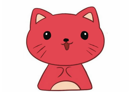 一组涂色的卡通小猫简笔画