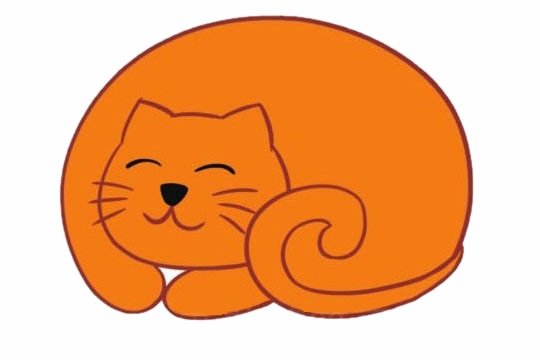 一组涂色的卡通小猫简笔画