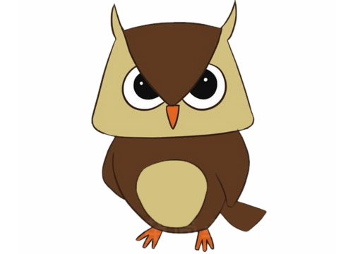 涂色的卡通猫头鹰简笔画(涂色的卡通猫头鹰图片)