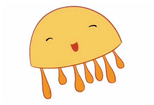 卡通水母简笔画步骤【涂色】(卡通水母的颜色)