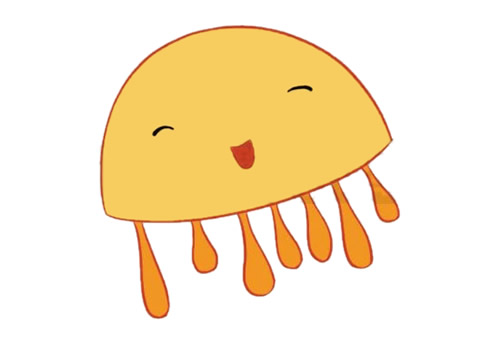 卡通水母简笔画步骤【涂色】
