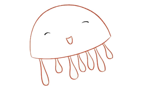 卡通水母简笔画步骤【涂色】