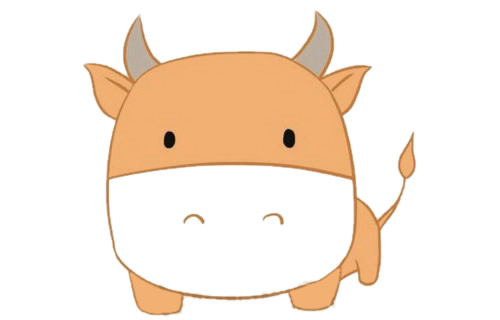 涂色卡通小牛简笔画教程(卡通小牛涂色画彩色)