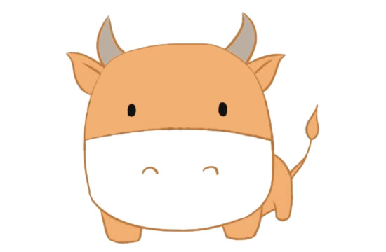 涂色卡通小牛简笔画教程