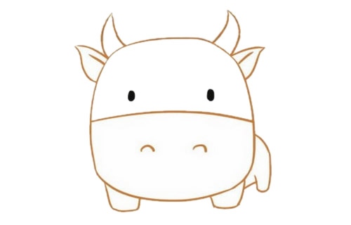 涂色卡通小牛简笔画教程