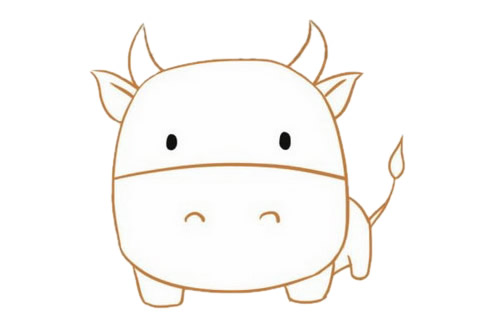 涂色卡通小牛简笔画教程