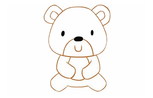 涂色的卡通小熊简笔画步骤