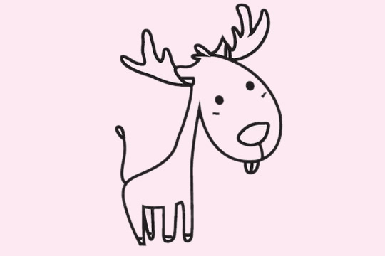 简单的卡通驯鹿儿童画