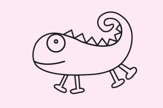 卡通变色龙简笔画