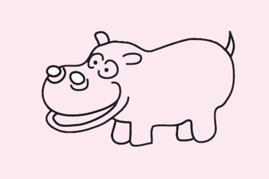 开心的河马简笔画