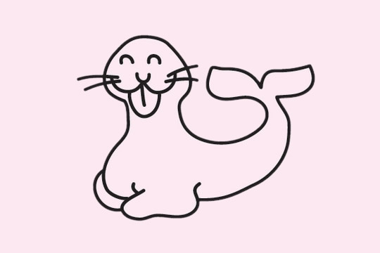 一组卡通的海豹简笔画大全
