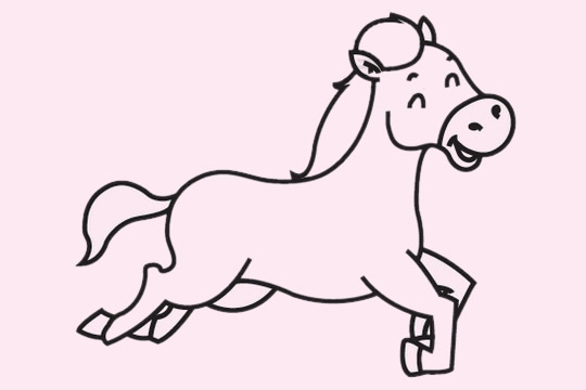 开心的卡通小马简笔画