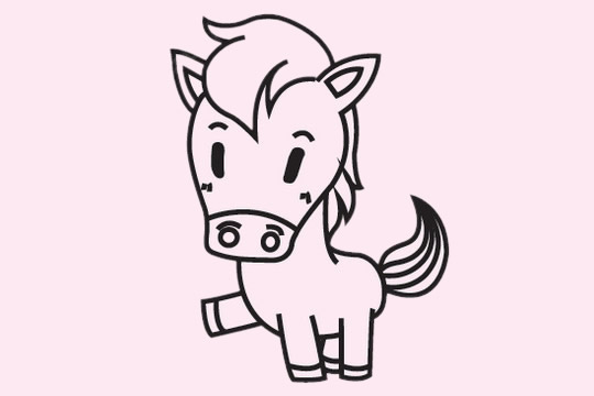 卡通小马儿童简笔画